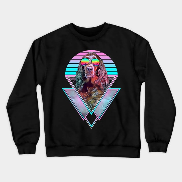 Irish Setter Dog Vintage Retro Vaporwave Beach Vibe Crewneck Sweatshirt by TheBeardComic